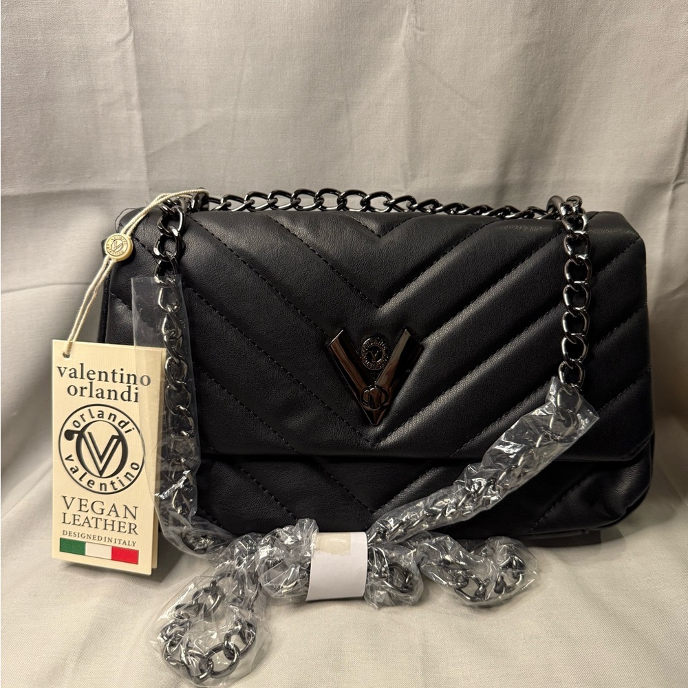 Valentino Orlandi Black Shoulder Bag Elegant Design